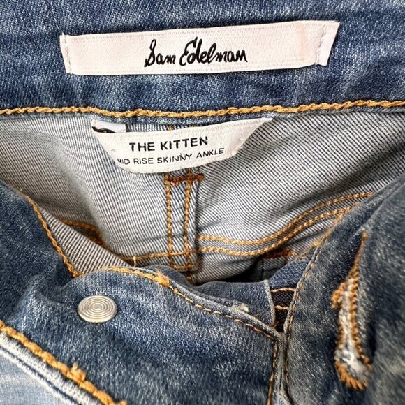 Sam Edelman The Kitten Step Ankle Mid Rise Skinny Blue Jeans SZ 26 - Picture 8 of 11